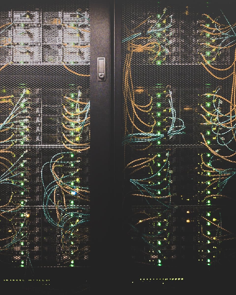 Server racks with cabling in a data centre